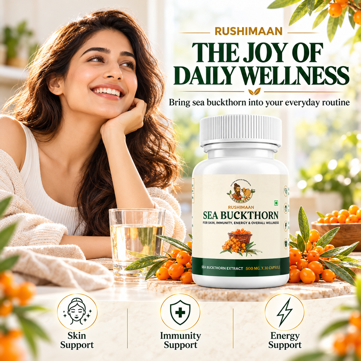 Rushimaan Sea Buckthorn Extract 500mg – 30 Capsules