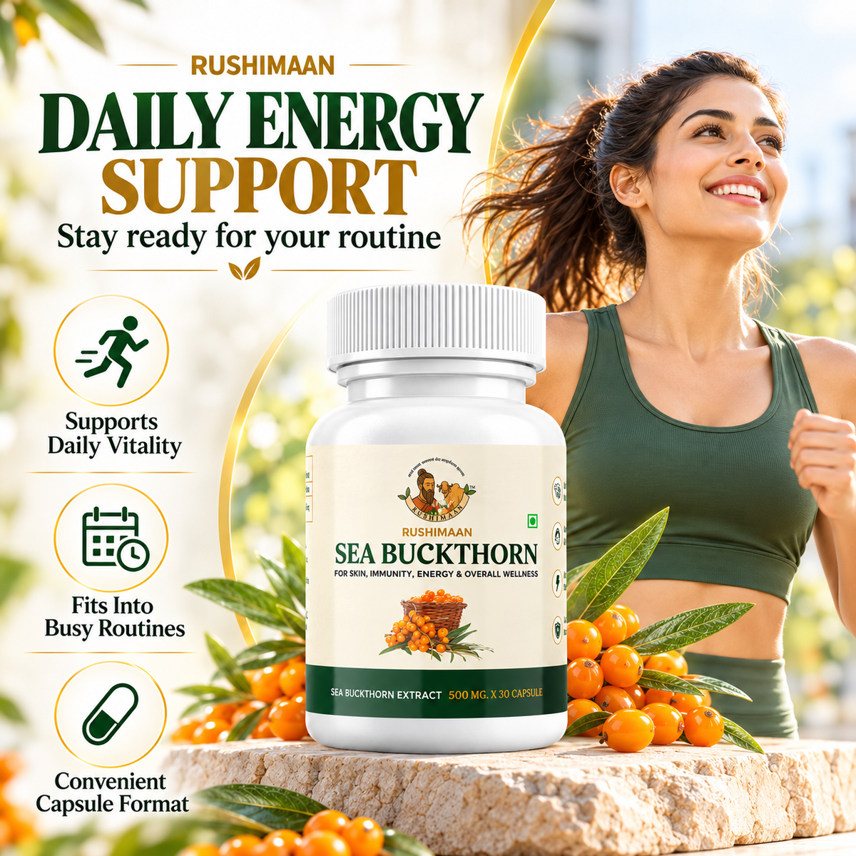 Rushimaan Sea Buckthorn Extract 500mg – 30 Capsules