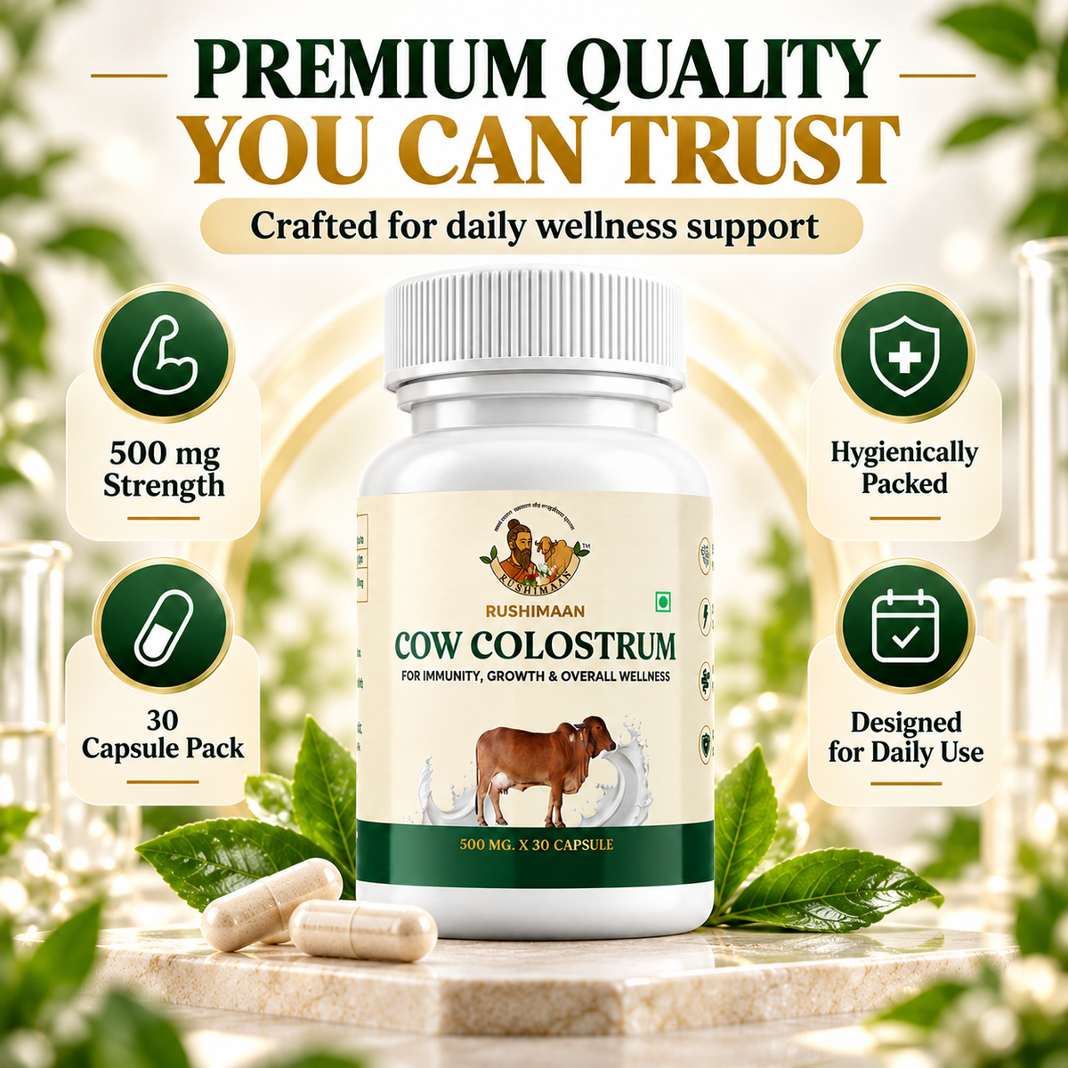 Rushimaan Cow Colostrum Capsules 500mg – 30 Capsules