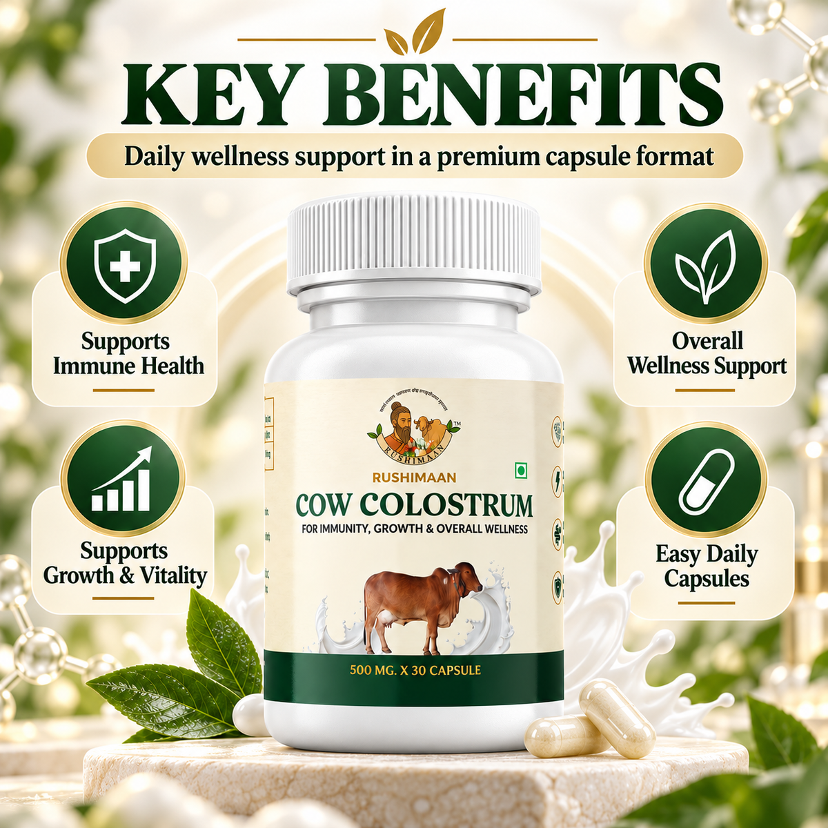 Rushimaan Cow Colostrum Capsules 500mg – 30 Capsules