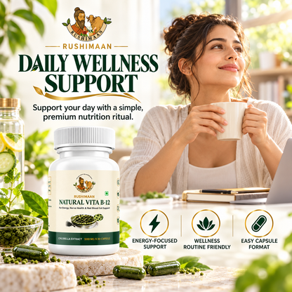 Rushimaan Natural Vita B-12 Capsules 500 mg | Chlorella Extract | 30 Capsules